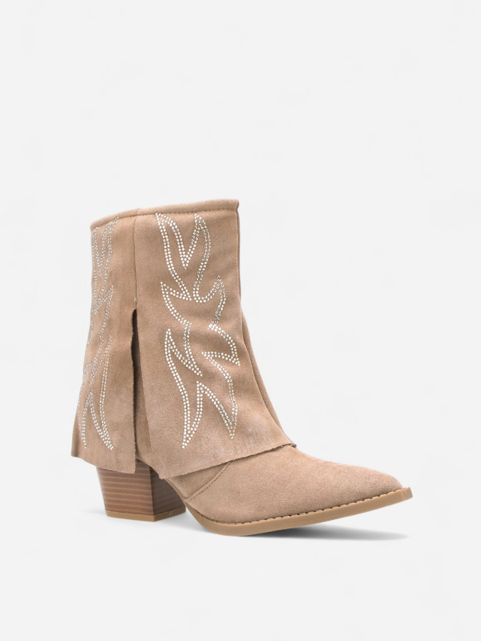 Bottines santiags à revers strass