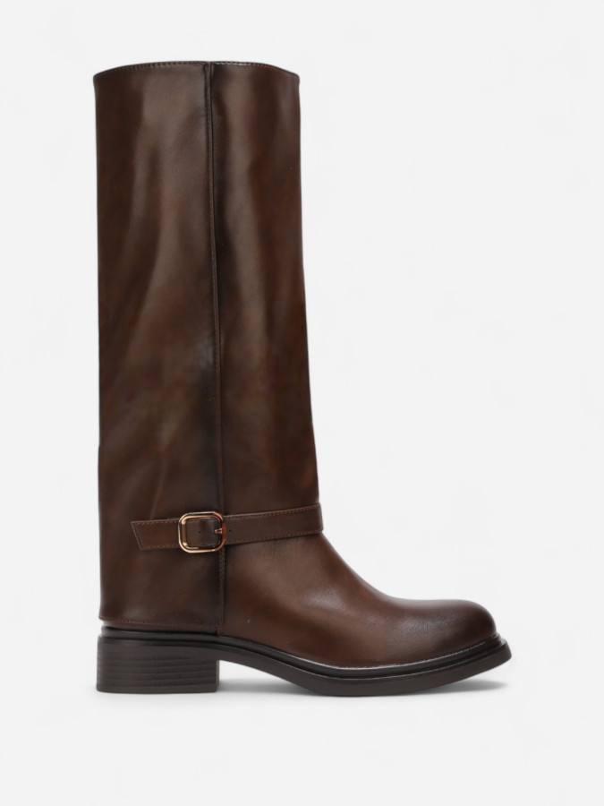 Bottes cavalières à bride avec petit talon