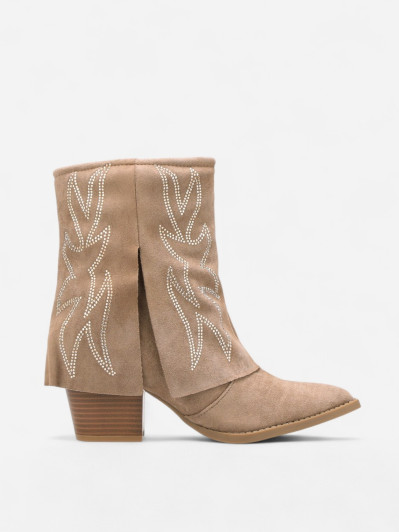 Bottines santiags à revers strass