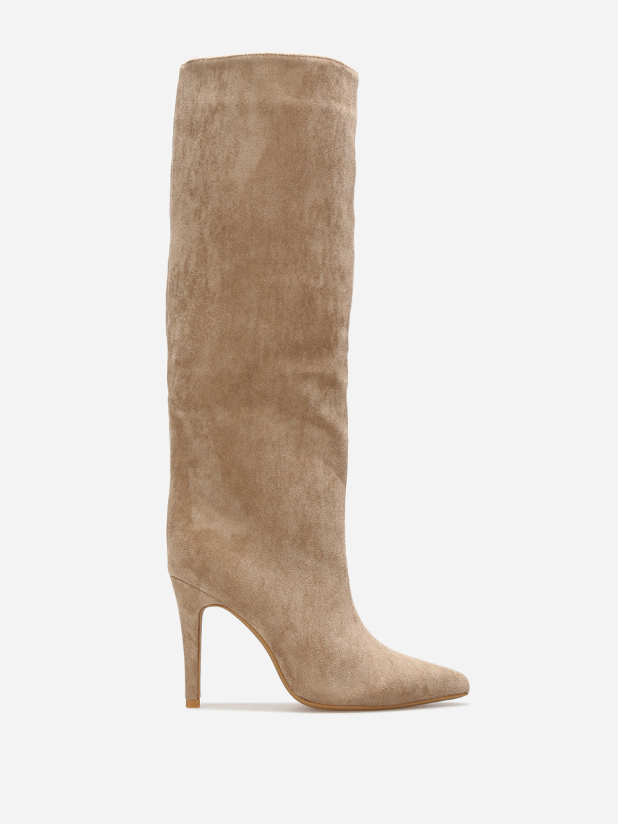 Bottes pointues en suédine à talon aiguille