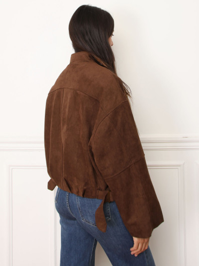 Veste en suédine à col montant
