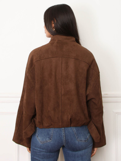 Veste en suédine à col montant