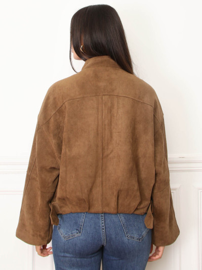 Veste en suédine à col montant