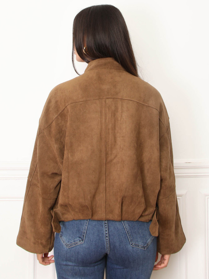 Veste en suédine à col montant