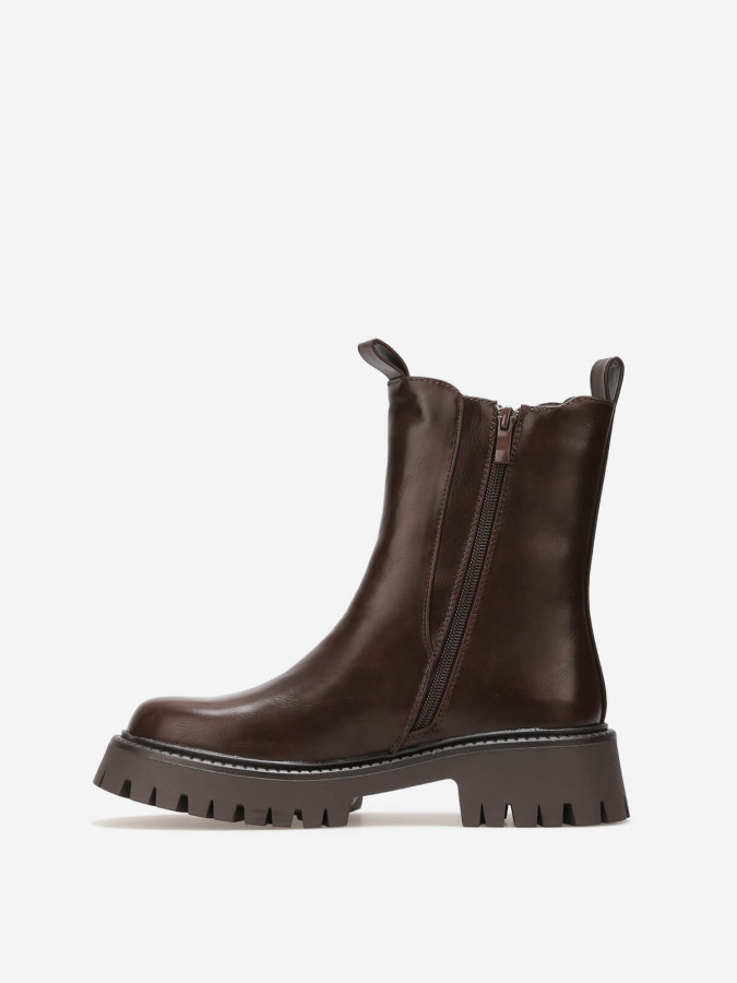 Bottines Chelsea chunky marron en cuir – Élégance et confort