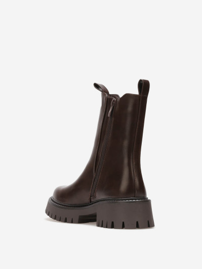 Bottines Chelsea chunky marron en cuir – Élégance et confort