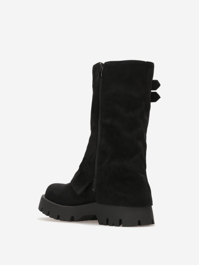 Bottes mi-mollet à revers avec zip et boucles