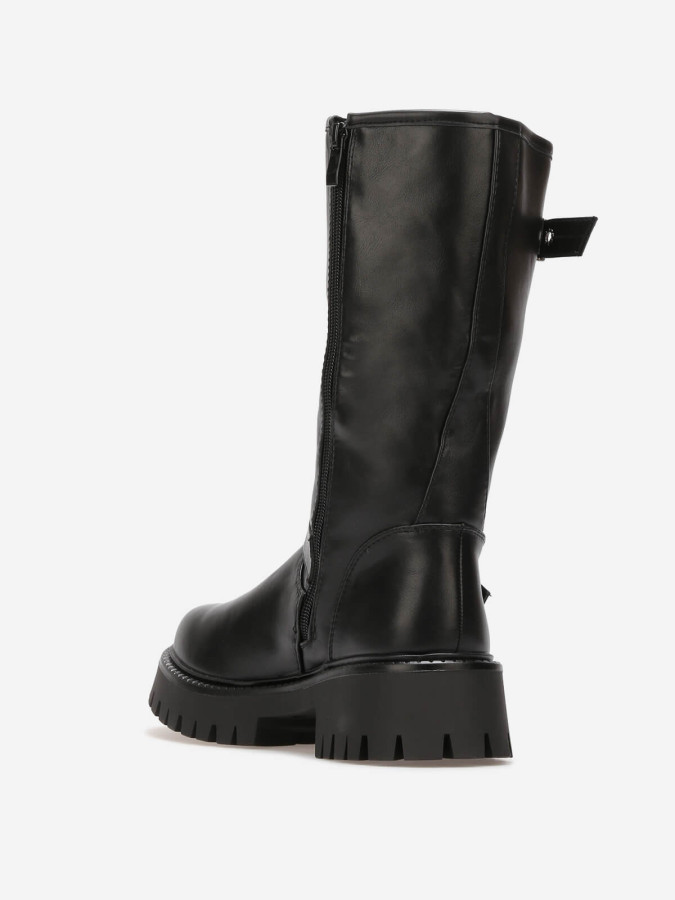 Bottes cavalières mi-hautes avec zip et boucles