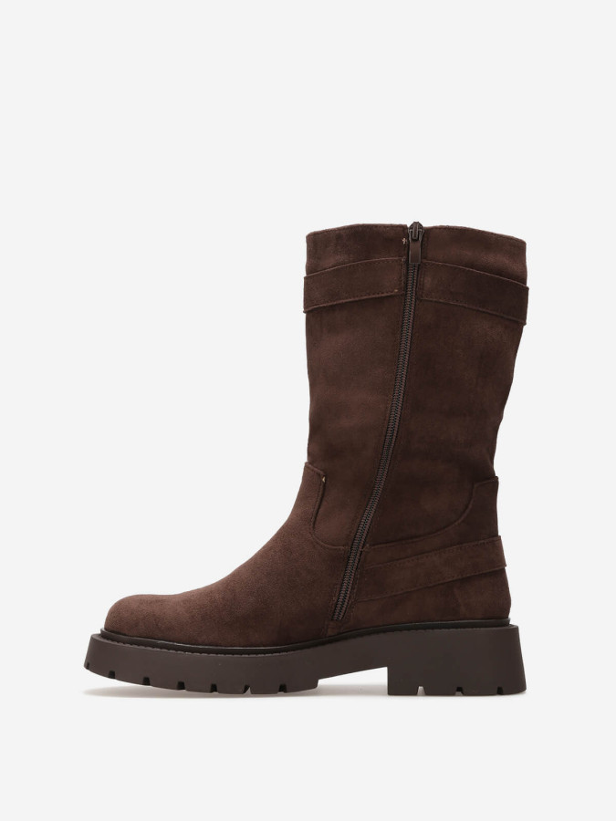 Bottines motard femme en suédine marron – Look rock & chaud