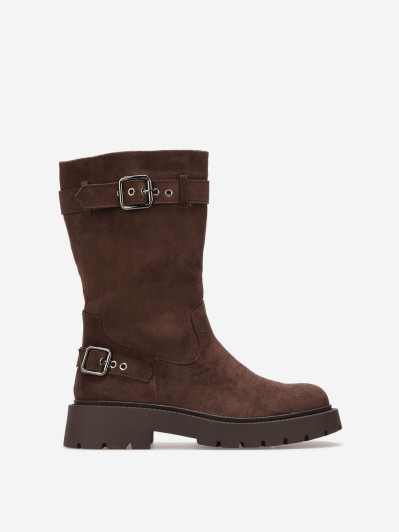 Bottines motard femme en suédine marron – Look rock & chaud