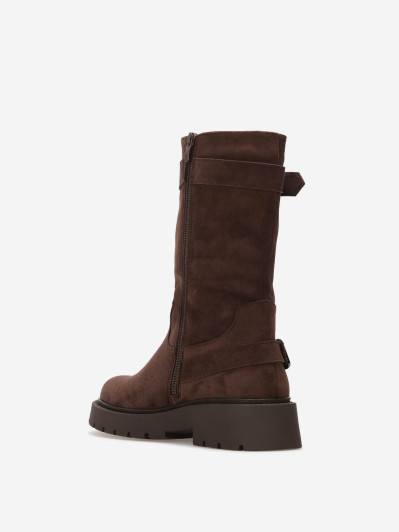 Bottines motard femme en suédine marron – Look rock & chaud