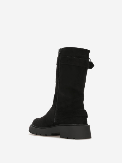 Bottines motard femme en suédine noire