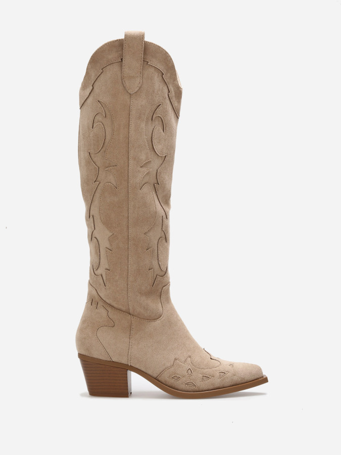 Santiags style cowboy à motifs en relief