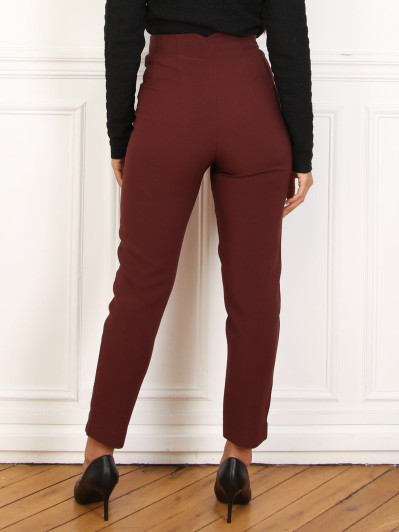 Pantalon droit bordeaux taille haute