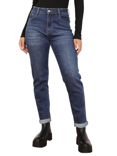 Jeans slim à revers