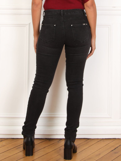 Jeans push-up en denim brut noir