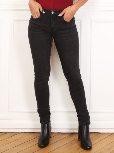 Jeans push-up en denim brut noir