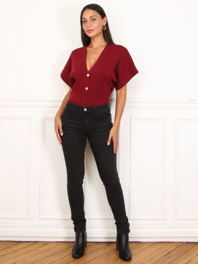 Jeans push-up en denim brut noir