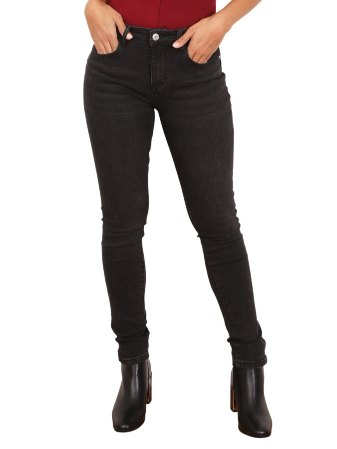 Jeans push-up en denim brut noir