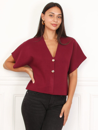 Top à manches évasées et boutons dorés