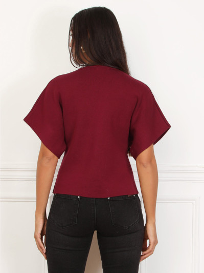 Top à manches évasées et boutons dorés