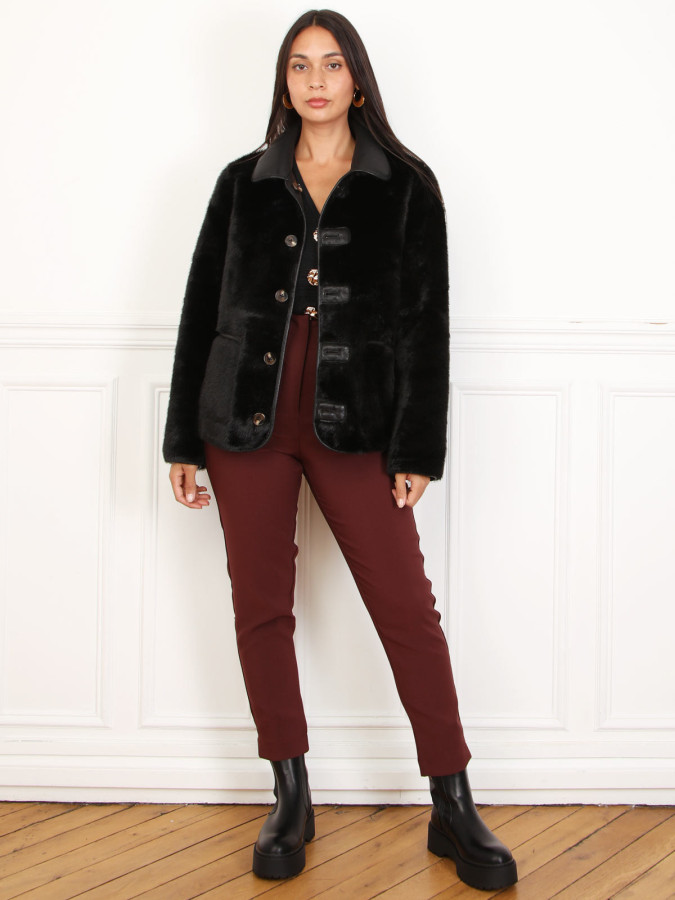 Blouson réversible fausse fourrure avec poches