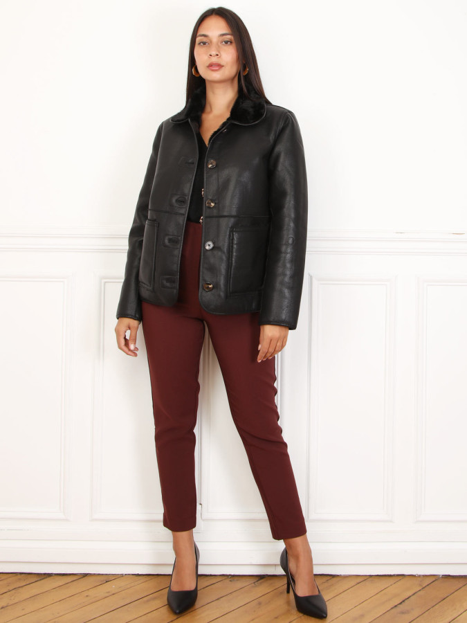 Blouson réversible fausse fourrure avec poches