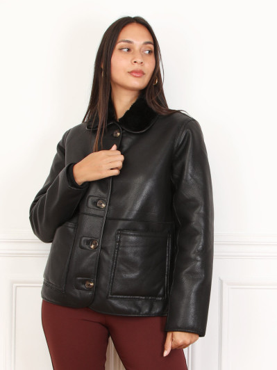 Blouson réversible fausse fourrure avec poches