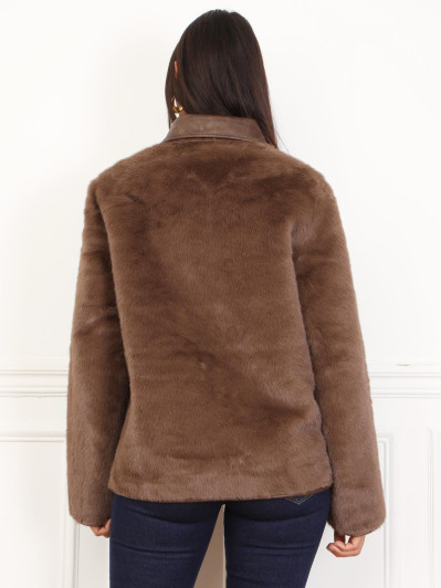 Blouson réversible fausse fourrure avec poches