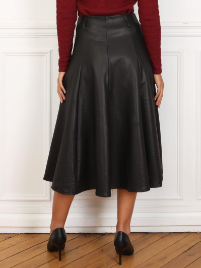 Jupe évasée mi-longue en simili