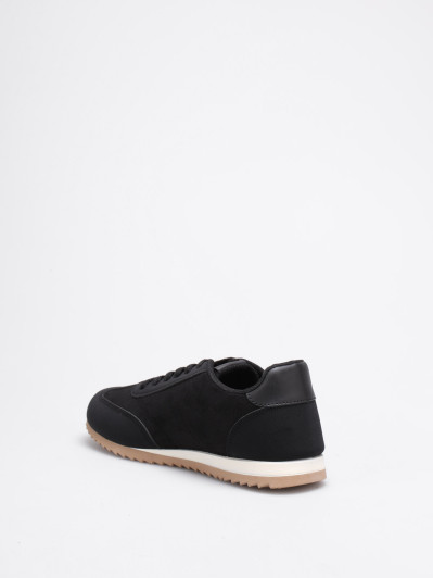 Baskets citadines bi-matières en suédine noire