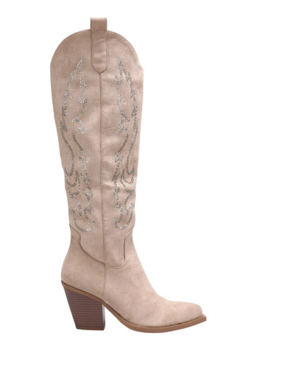 Bottes santiags en suédine à strass