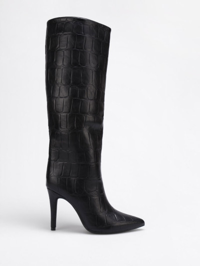 Bottes texturées à talon aiguille noires