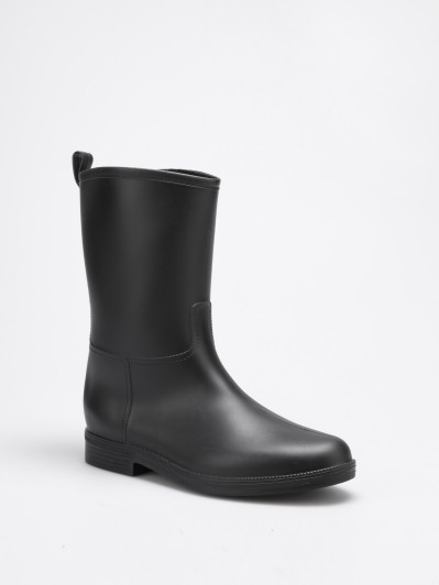 Bottes de pluie vernies mi-hautes noires