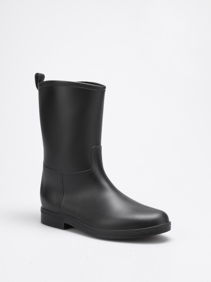 Bottes de pluie vernies mi-hautes noires