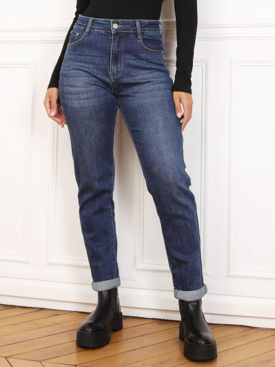 Jeans slim à revers