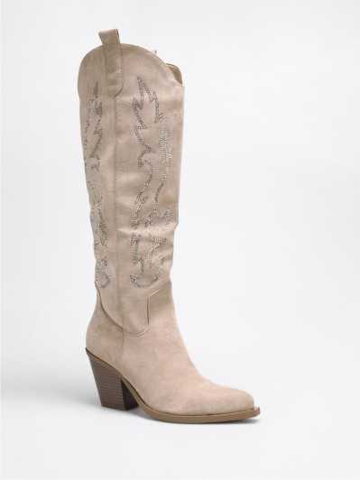 Bottes santiags en suédine à strass