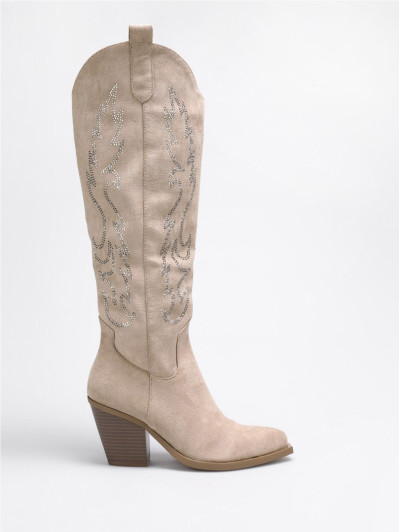 Bottes santiags en suédine à strass