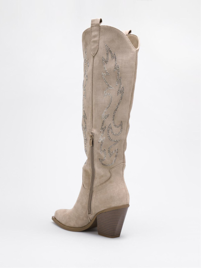 Bottes santiags en suédine à strass