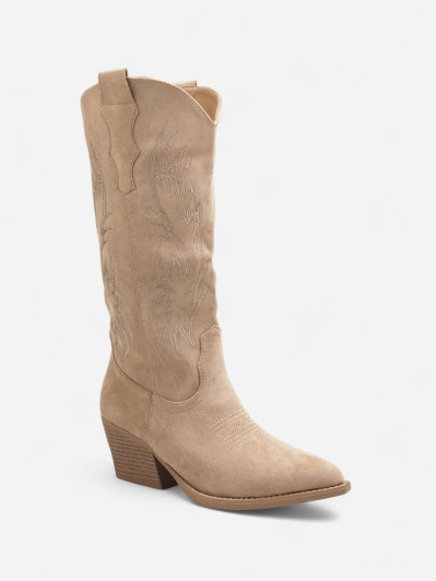 Bottes Western Femme Suédine Beige taupe