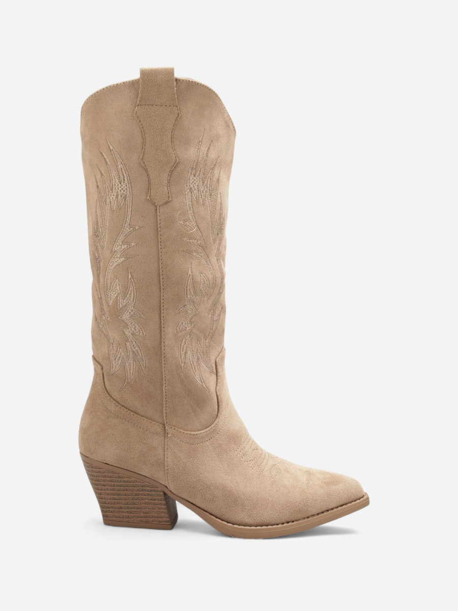Bottes Western Femme Suédine Beige taupe