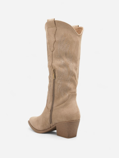 Bottes Western Femme Suédine Beige taupe