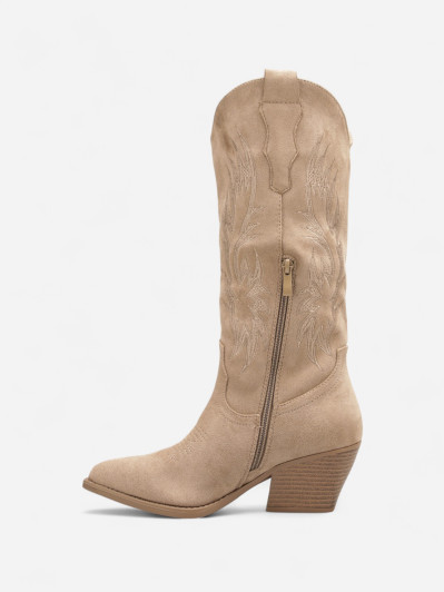 Bottes Western Femme Suédine Beige taupe