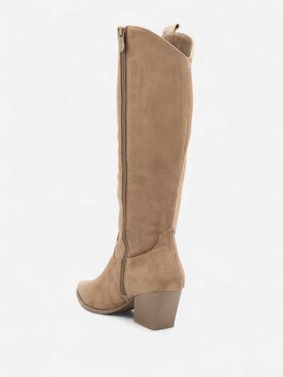 Bottes western femme taupe à talon carré – Style cowgirl chic