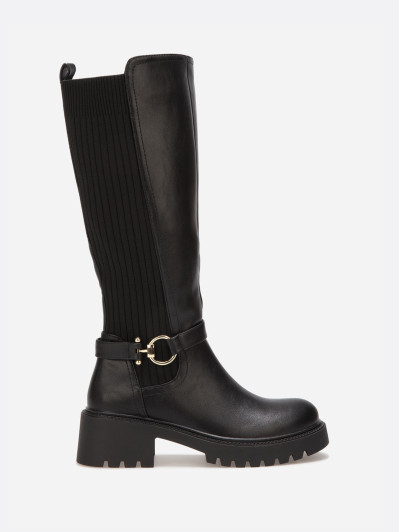 Bottes bi-matières noires avec anneau métallique