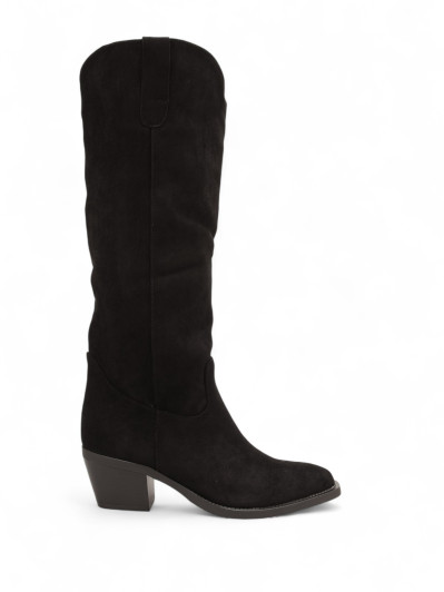 Bottes santiags en suédine noire