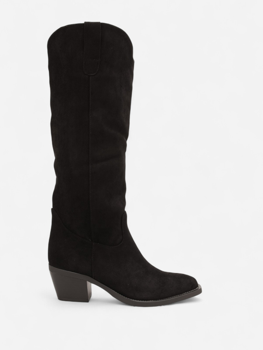 Bottes santiags en suédine noire