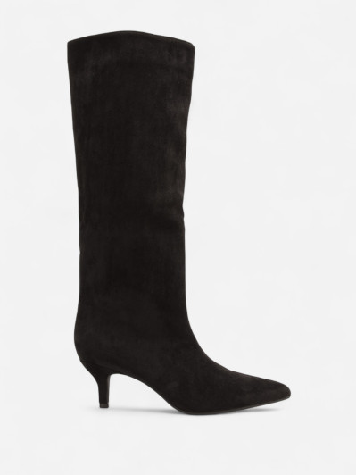 Bottes en suédine kitten heels noires