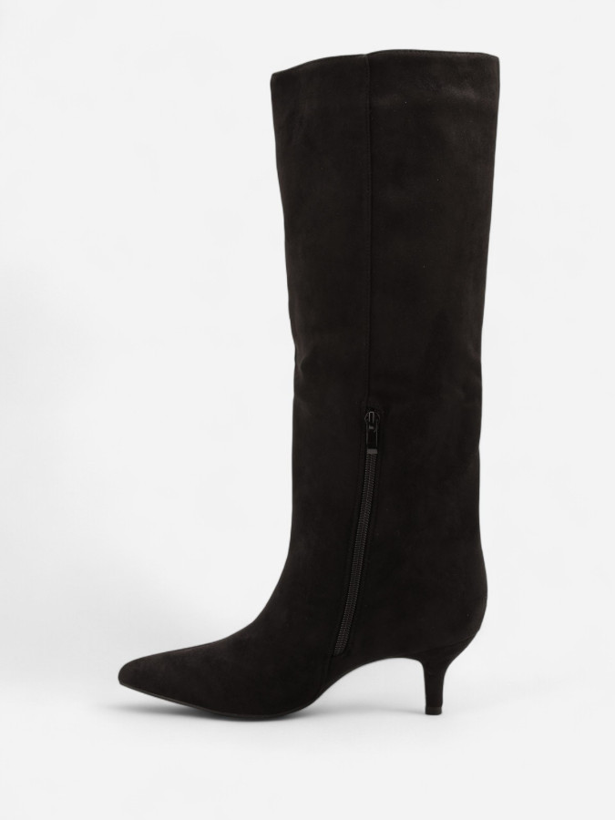 Bottes en suédine kitten heels noires