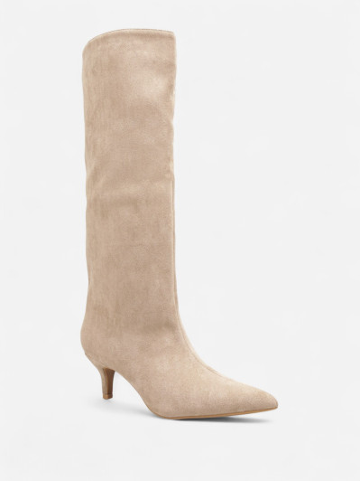 Bottes en suédine kitten heels taupe